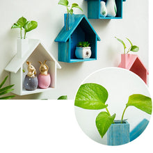 Load image into Gallery viewer, Wooden House Shape Storage Shelf Wall-mounted Hanging Display Wall Decor Hydroponic Plant Shelf Living Room Bedroom Shelf Rack
